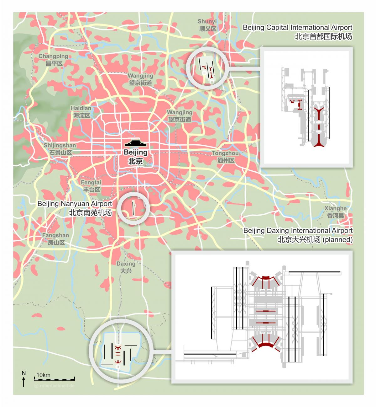 Beijing (Peking) airports map
