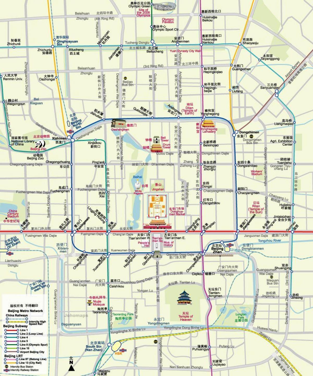 Beijing (Peking) walking tours map